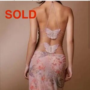 SOLD I.AM.GIA Ellery Pink Butterfly Black Lace Dress XXS